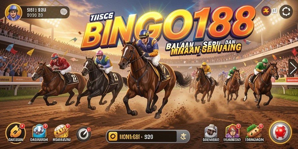 Screenshot gameplay BINGO188 menampilkan balapan yang cepat dan seru.