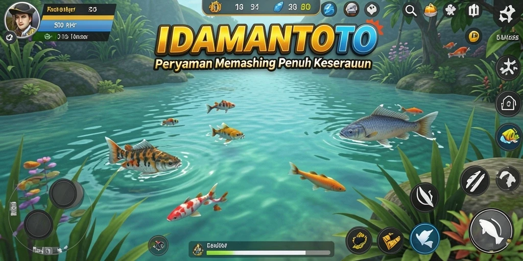 Tampilan gameplay IDAMANTOTO yang seru dan menarik saat memancing.