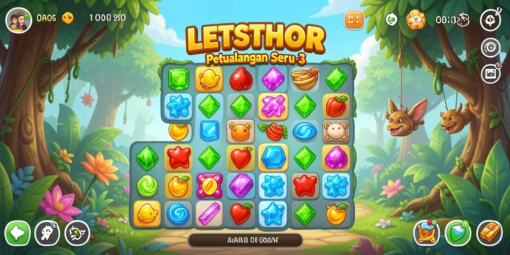 Gameplay seru LETSTHOR dengan aksi Match-3 yang menantang.