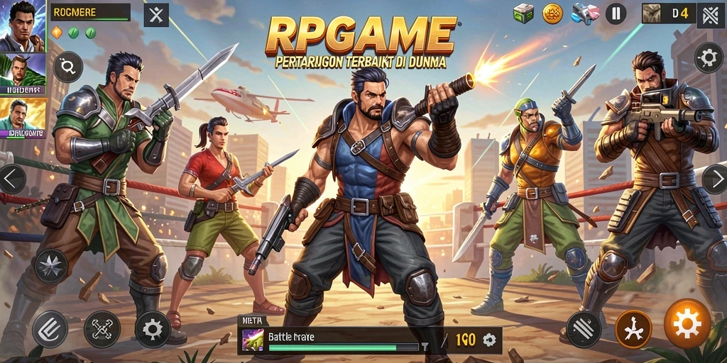 Tampilan seru gameplay RPGAME dalam arena pertempuran Battle Royale.