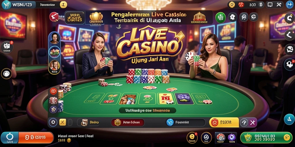 Tampilan gameplay WISNU123 yang mengasyikkan dengan dealer langsung.